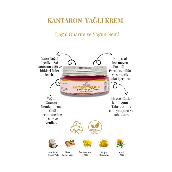 Kantaron Yağlı Yoğun Bakım Kremi 40 ml. %100 Doğal