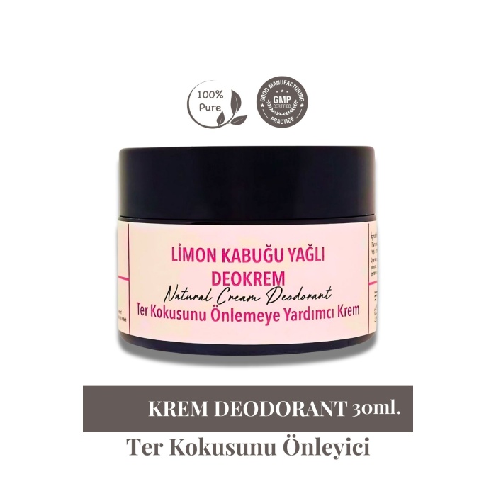 Limon Kabuğu Yağlı Deokrem 30 ml - %100 Doğal Krem Deodorant, Cam Kavanozda