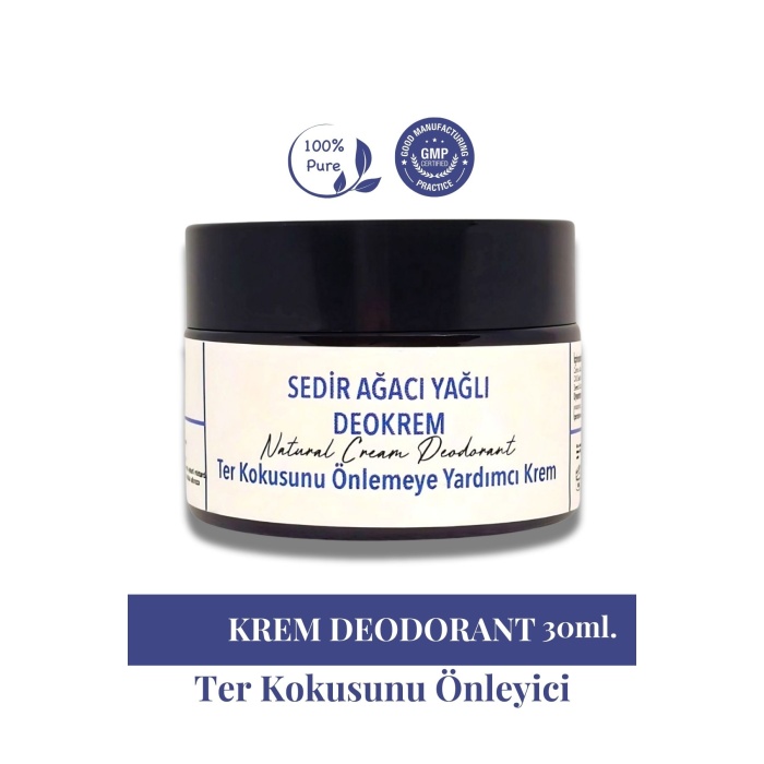 Sedir Ağacı Yağlı Deokrem 30 ml - Doğal ve Etkili Krem Deodorant, Cam Kavanozda