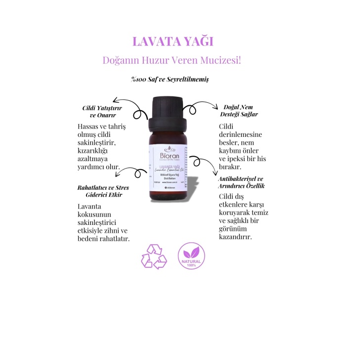 Lavanta Yağı % 100 Saf Bitkisel Uçucu Yağ 20 ml. (Lavender Essential Oil)