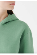 Şardonlu Kapüşonlu Orman Yeşili Basic Sweatshirt