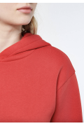Şardonlu Kapüşonlu Acı Kırmızı Basic Sweatshirt