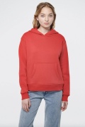 Şardonlu Kapüşonlu Acı Kırmızı Basic Sweatshirt