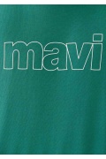 Kirli Yeşil Mavi Logo Baskılı Pamuk Tişört