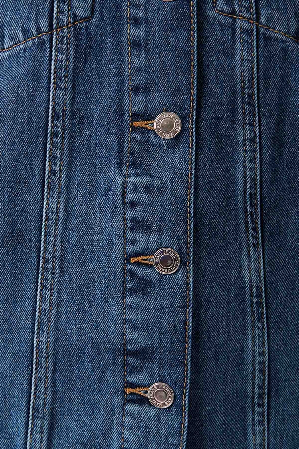KARLA Dark Gold Icon Koyu Mavi Jean Ceket