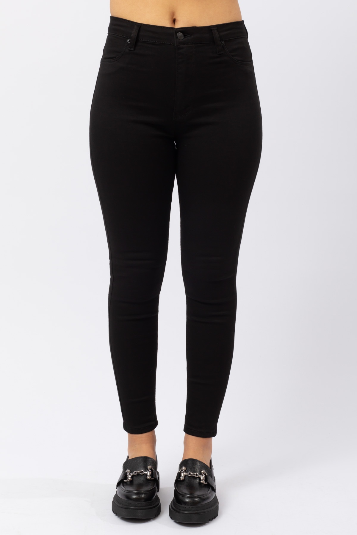 Siyah Renk XS-XL Beden Süper Skinny Yüksel Bel Tayt Pantolon