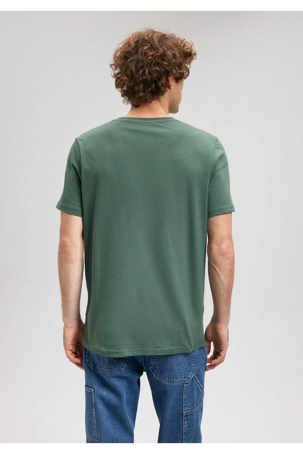 Koyu Yeşil Mavi Logo Baskılı Pamuk Tişört