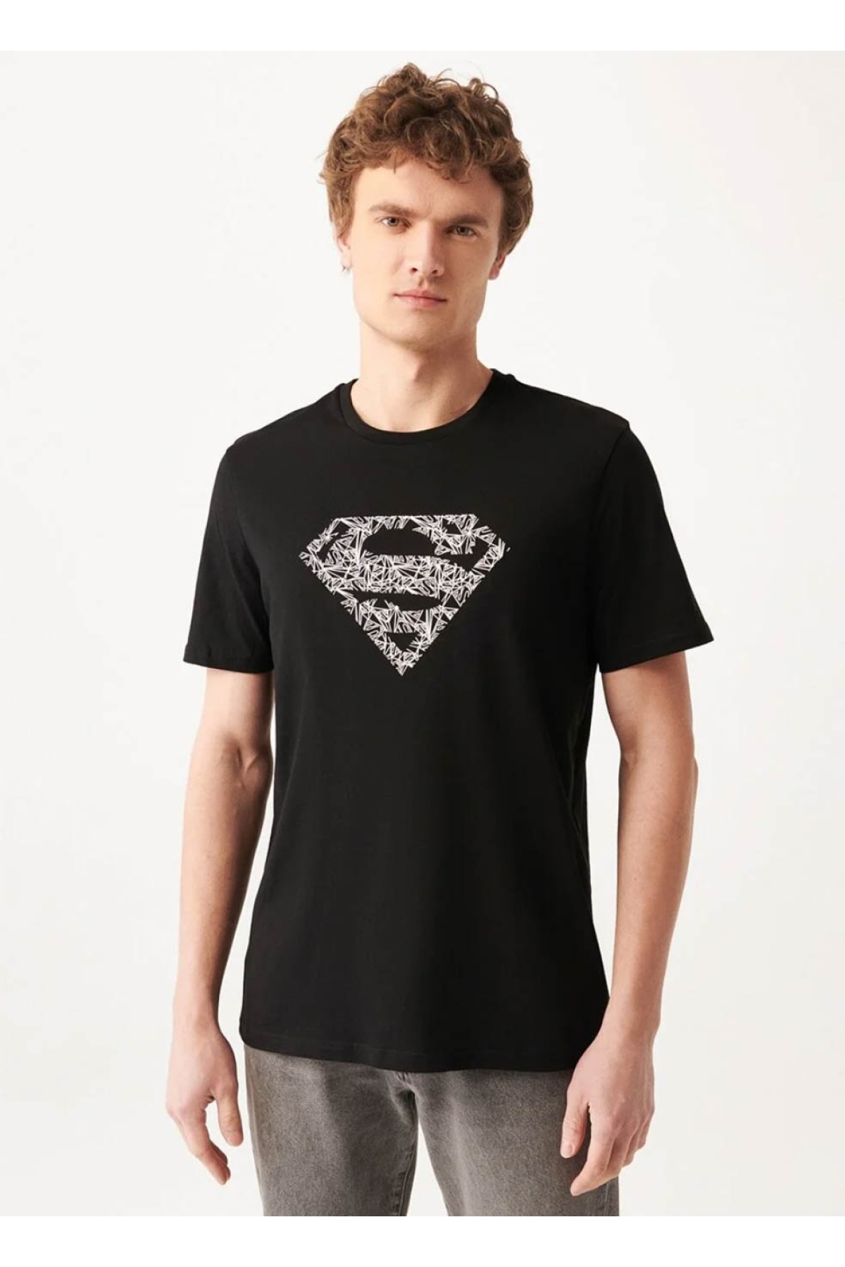 Superman Baskılı Siyah Tişört