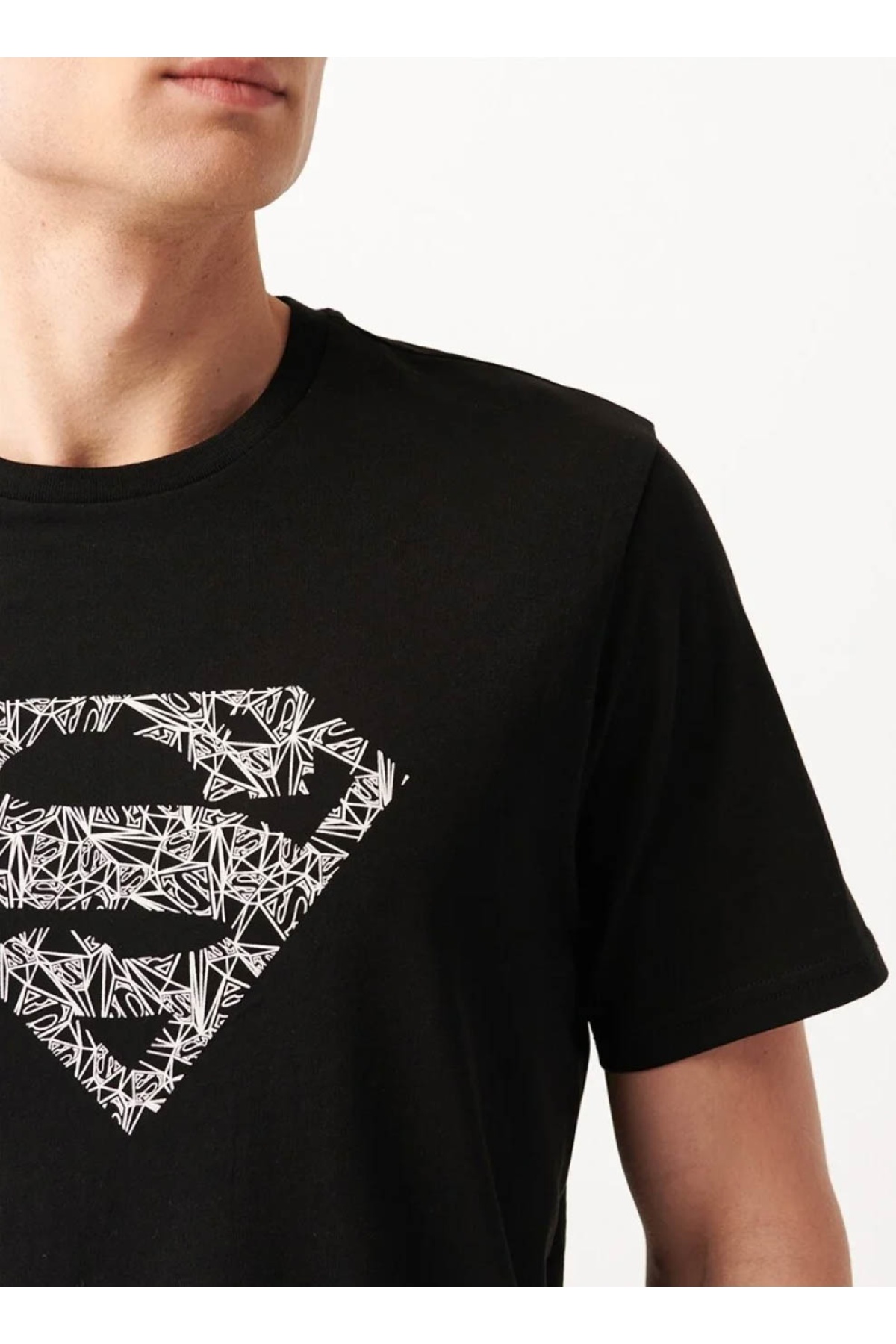 Superman Baskılı Siyah Tişört