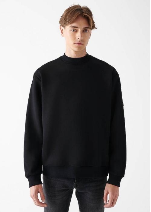 Bisiklet Yaka Rahat Kalıp Siyah Sweatshirt