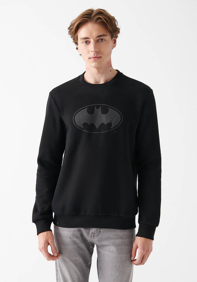 Batman Baskılı Sweatshirt Siyah