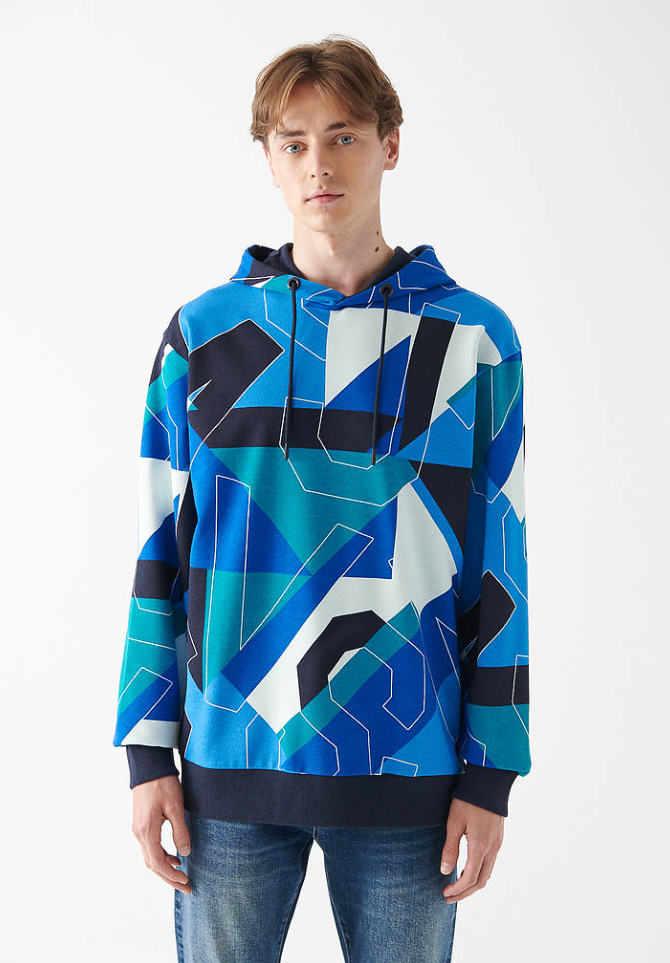MVJS Baskılı Sweatshirt Çini Mavi