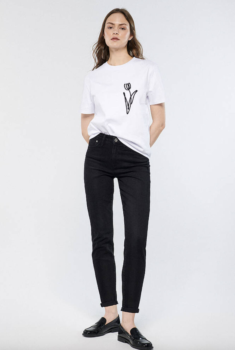 Cindy Yüksek Bel Daralan Paça Koyu Gri Mom Jeans Pantolon