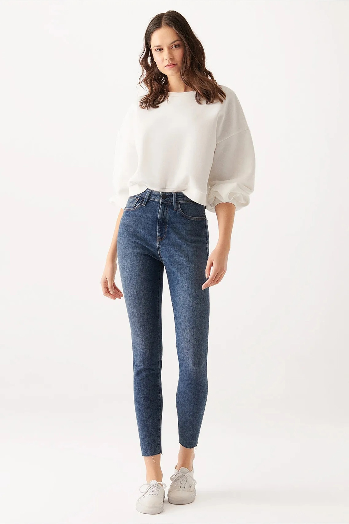 Serenay Süper Skinny Yüksek Bel Dar Paça Lacivert Jean Pantolon