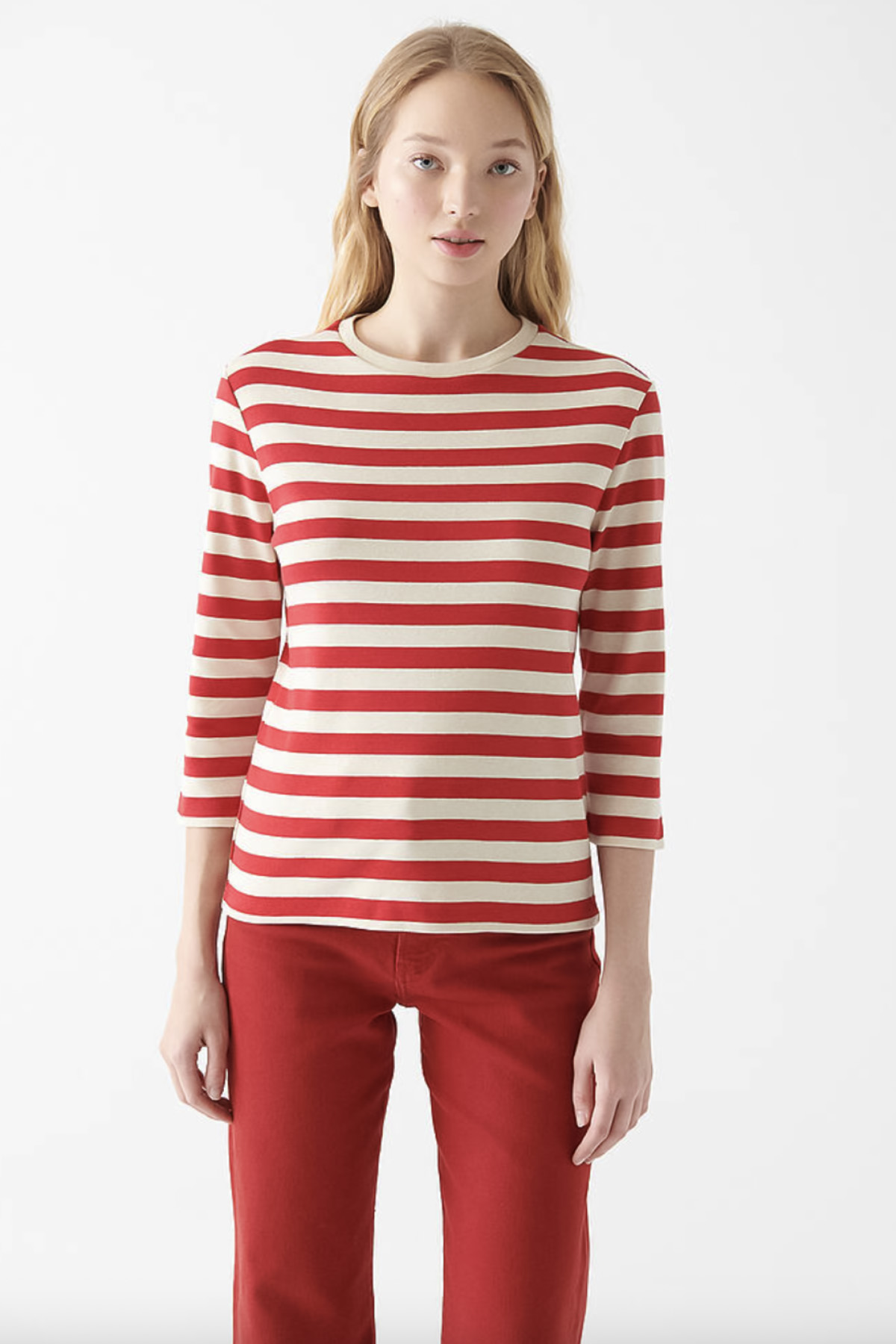 Kırmızı Çizgili Basic Bluz