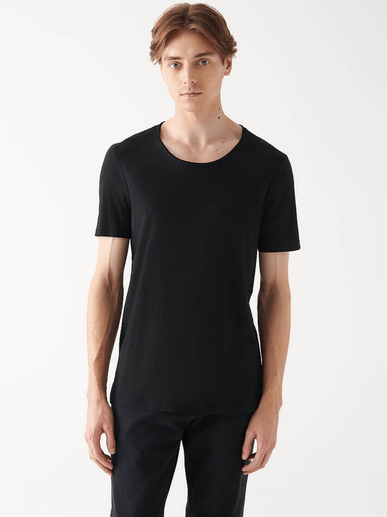 Siyah Açık 0 Yaka Slimfit Pamuk Tişört
