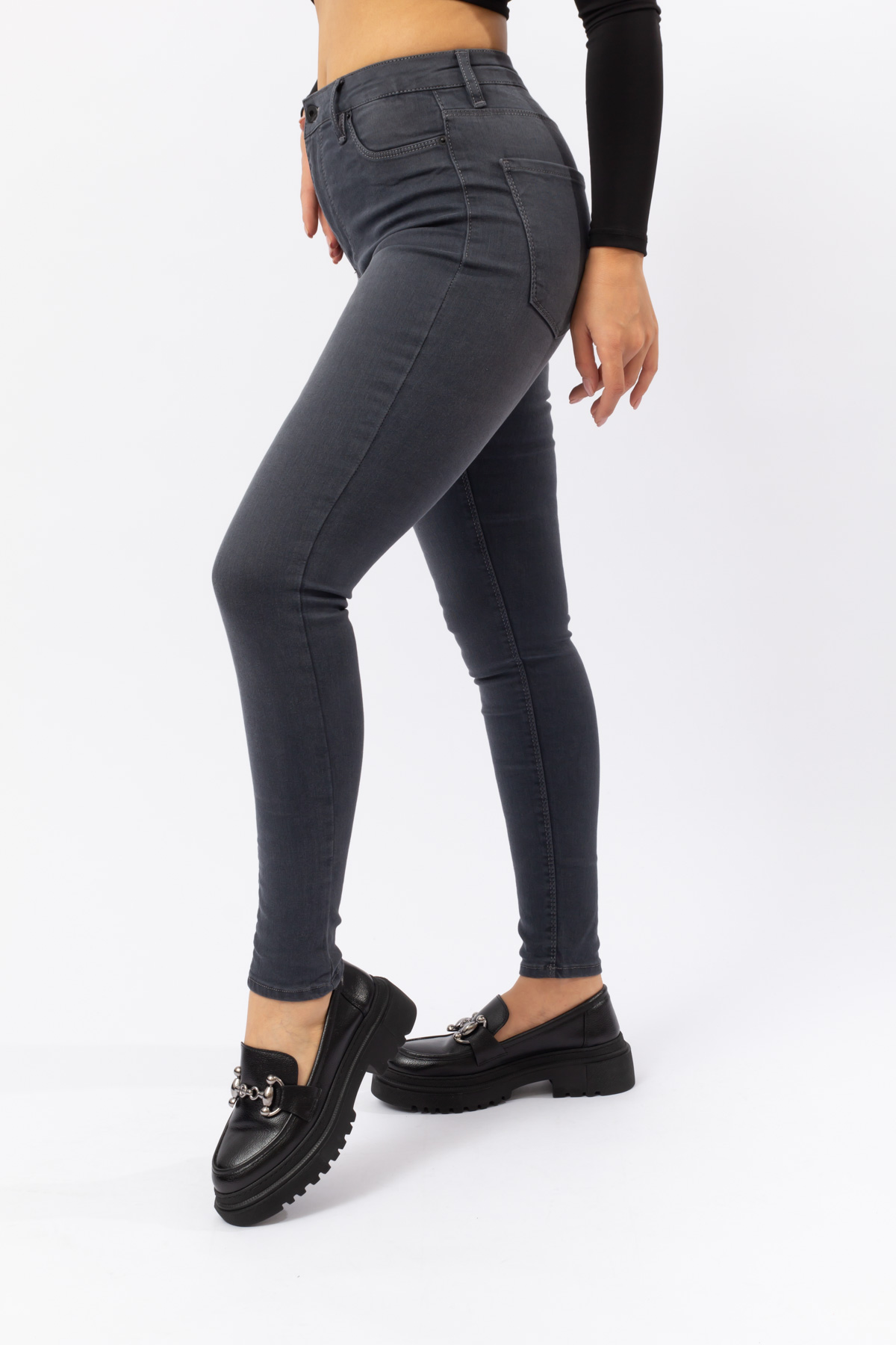 Füme Renk XS-XL Beden Süper Skinny Yüksel Bel Tayt Pantolon