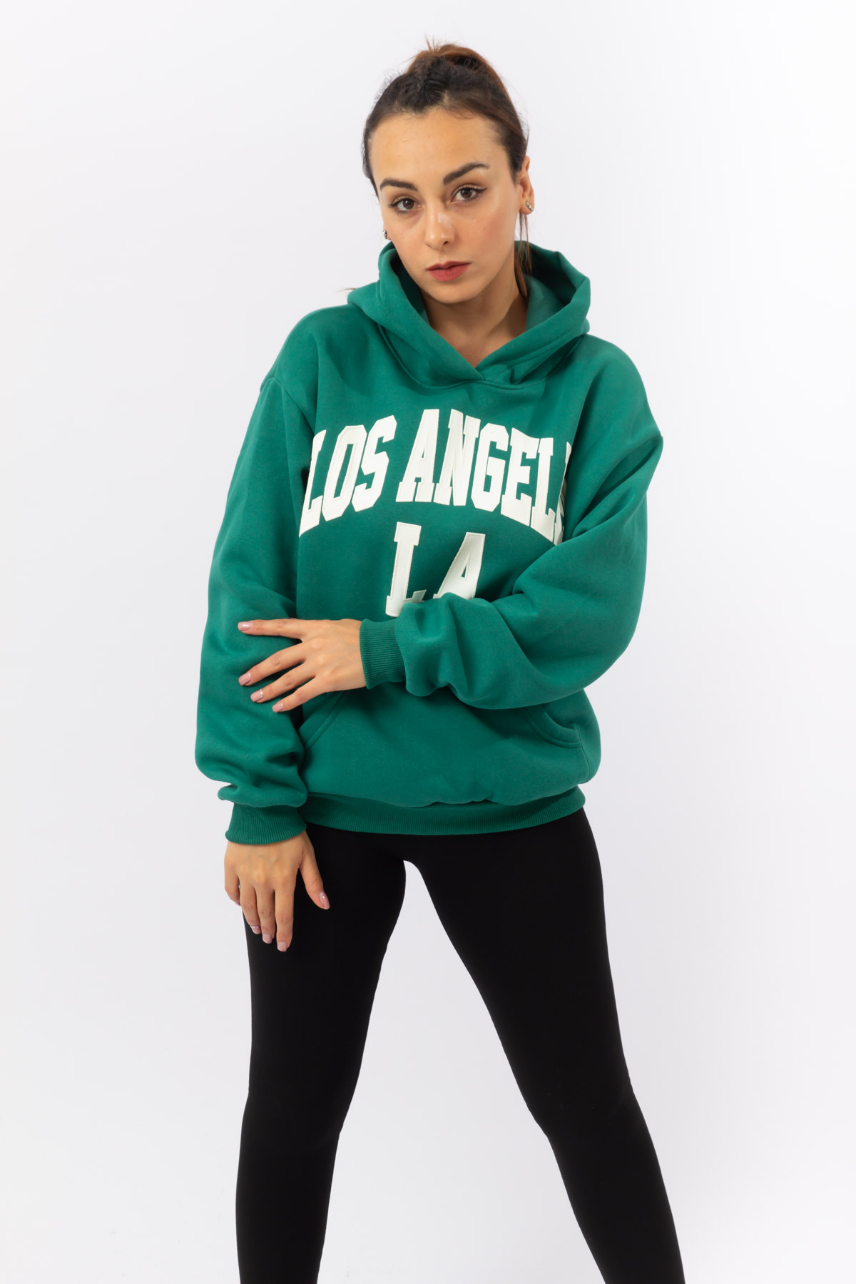 3 İP ŞARDONLU PAMUK BASEN BOY RAHAT KALIP LOS ANGELES PENYE SWEATSHİRT