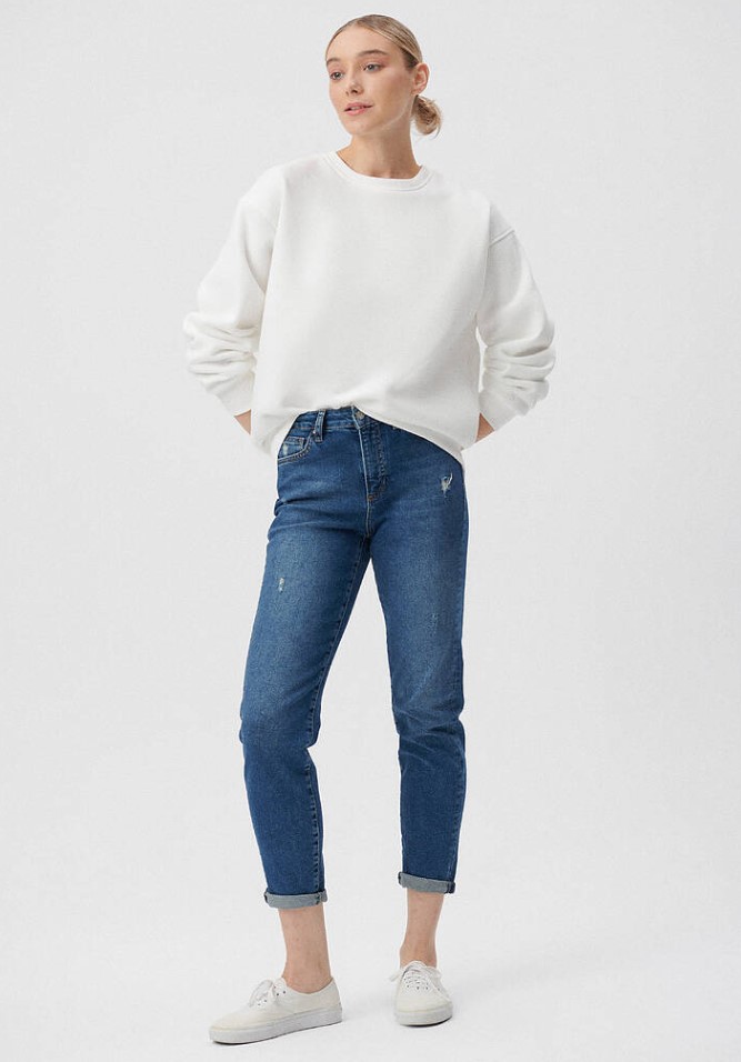 Cindy Yüksek Bel Daralan Paça Lacivert Mom Jeans Pantolon