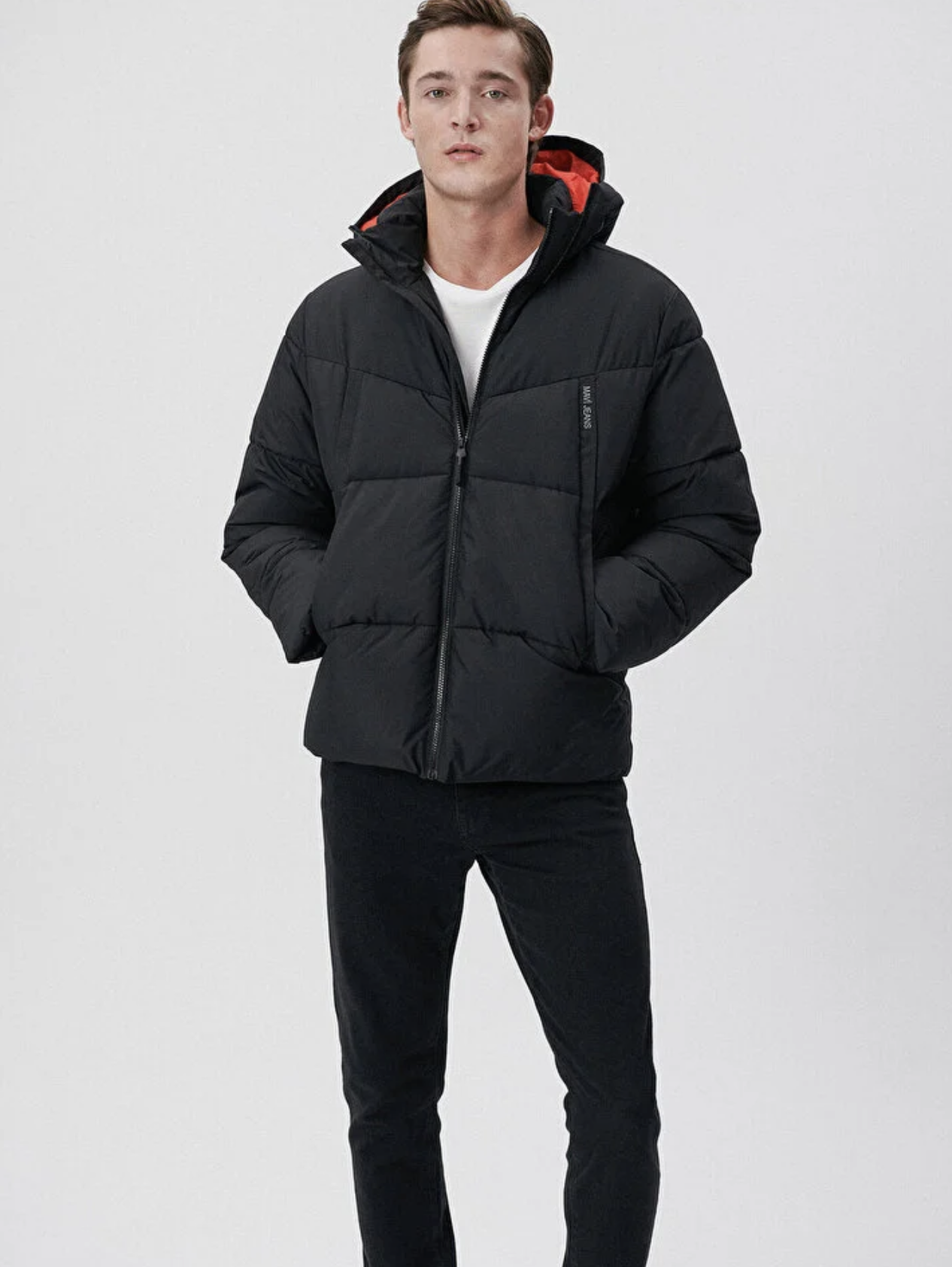 Kapüşonlu Siyah Şişme Regüler Fit Mont