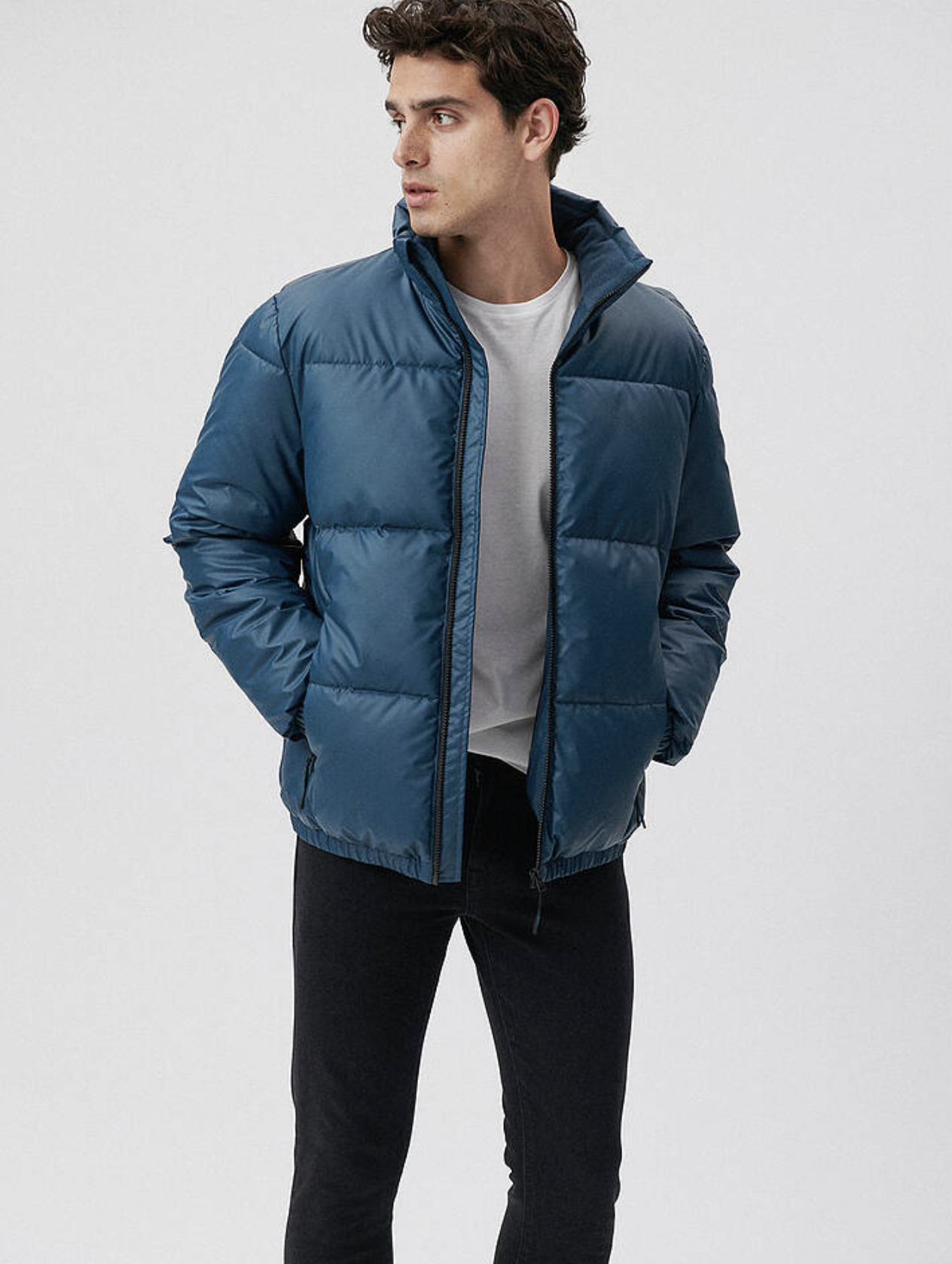 Derin Mavi Şişme Regüler Fit Mont