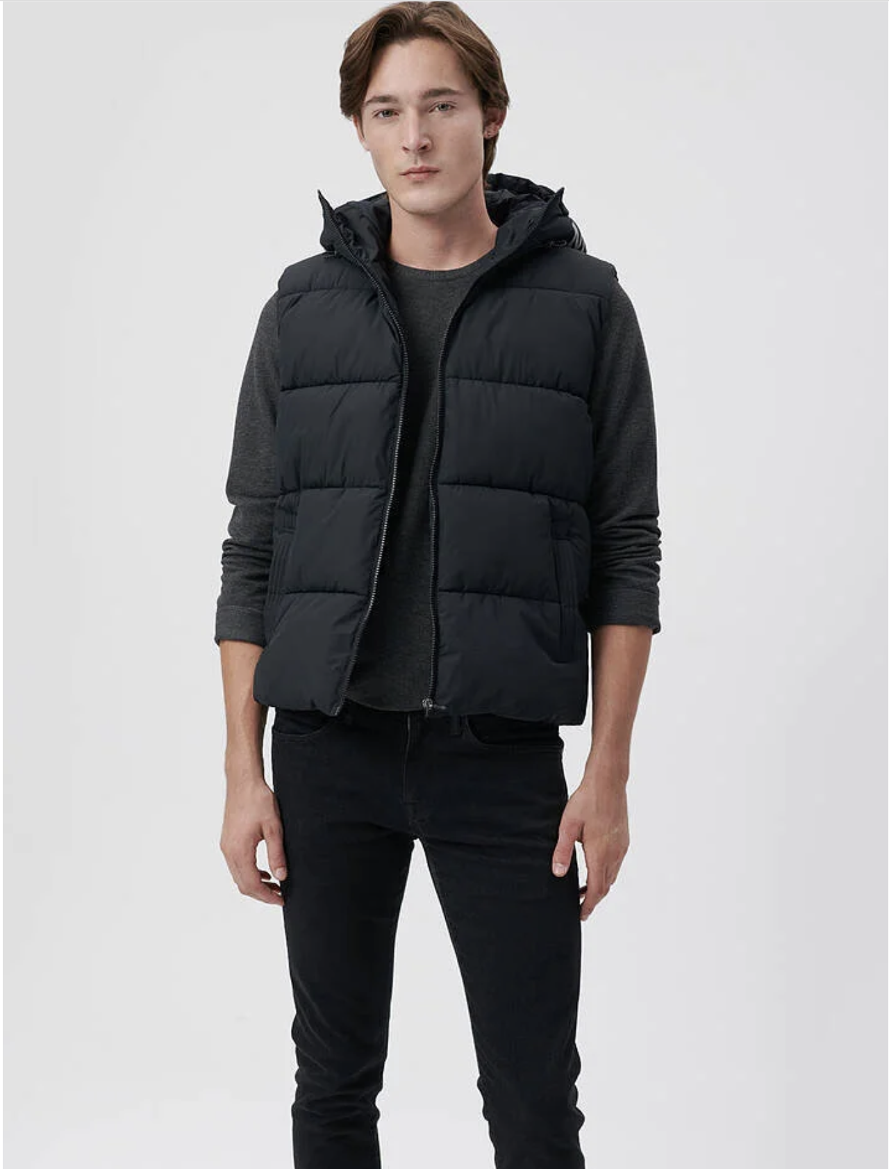 Kapüşonlu Siyah Yelek