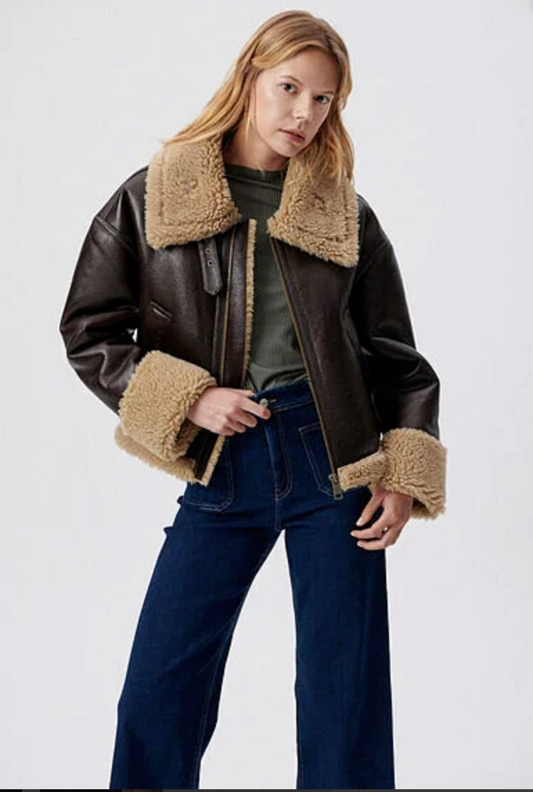 Kürklü Oversize Kahverengi Mont