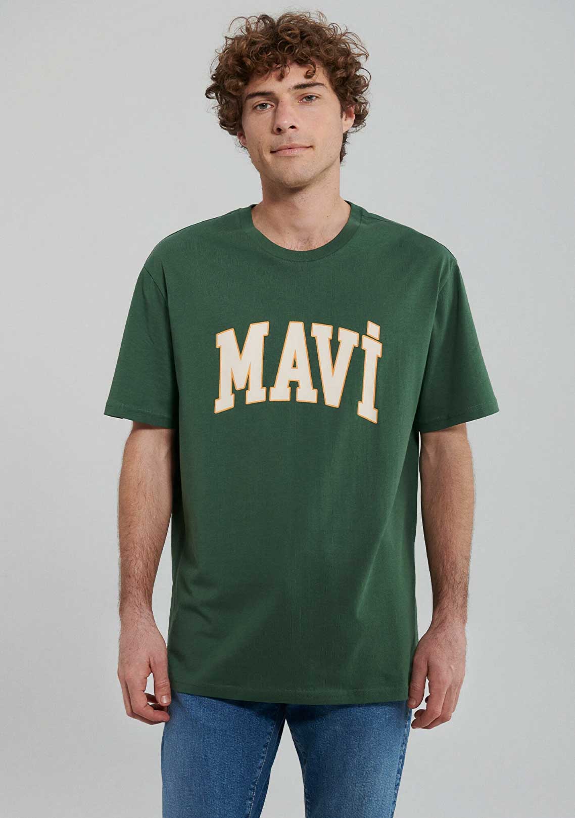 Mavi Logo Baskılı Loose fit Yeşil Tişört