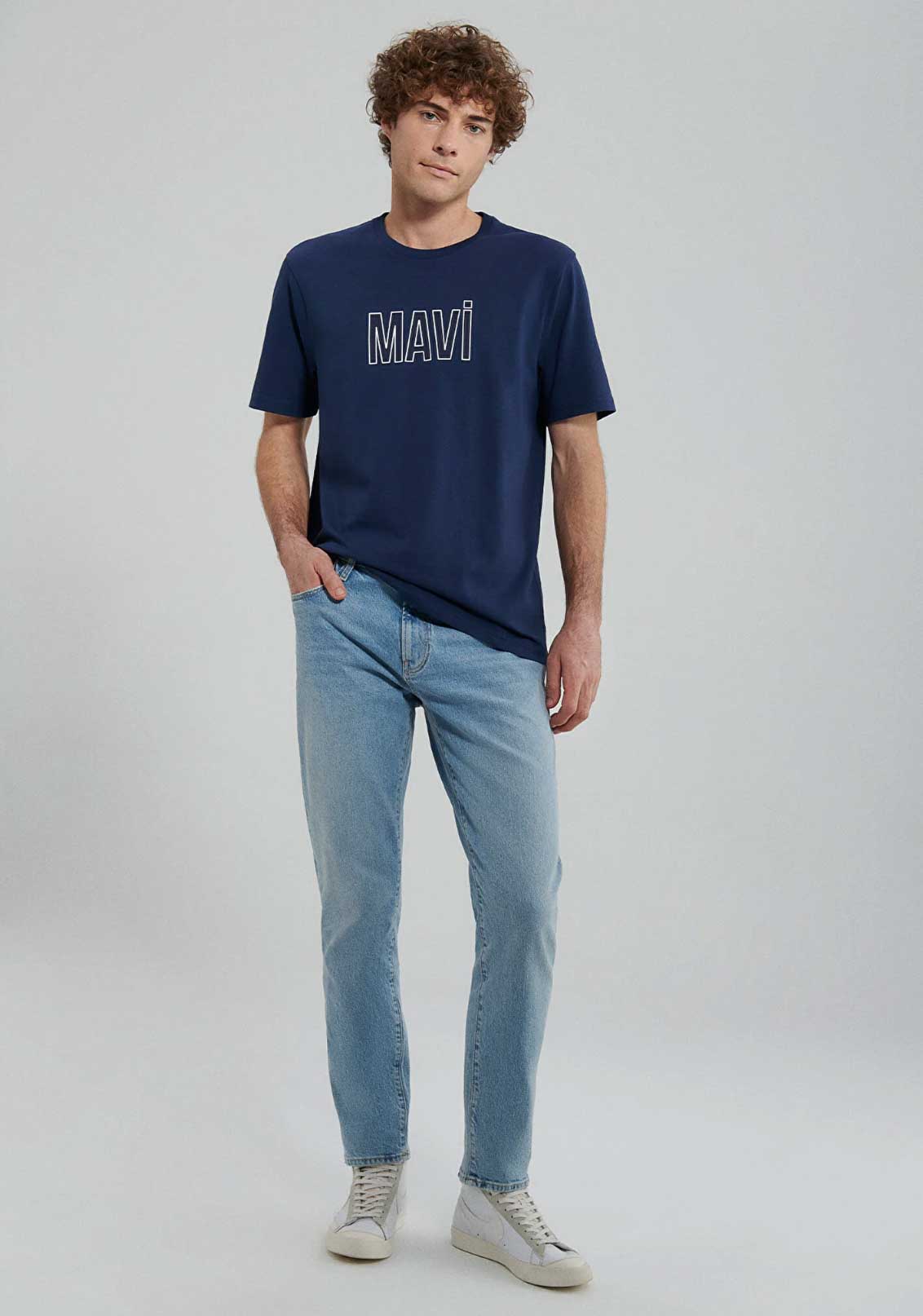 Mavi Logo Baskılı Regular Fit Tişört