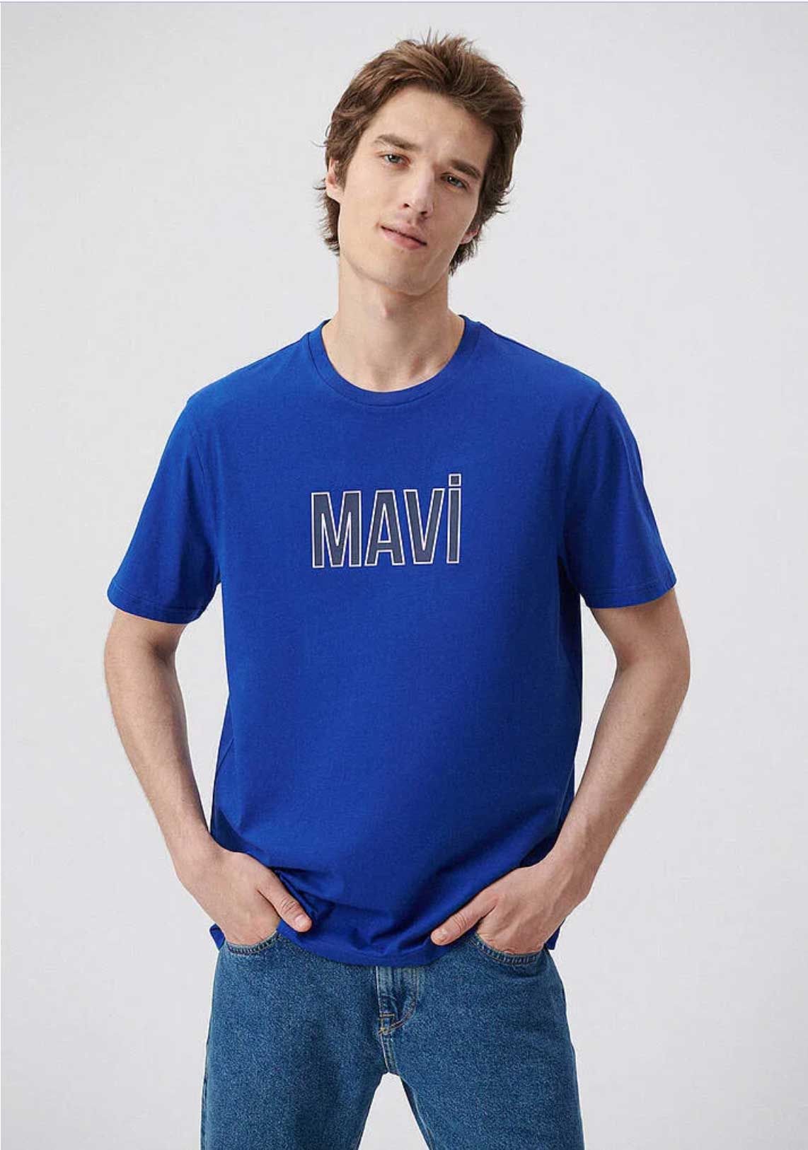 Mavi Logo Baskılı Regular Fit Tişört
