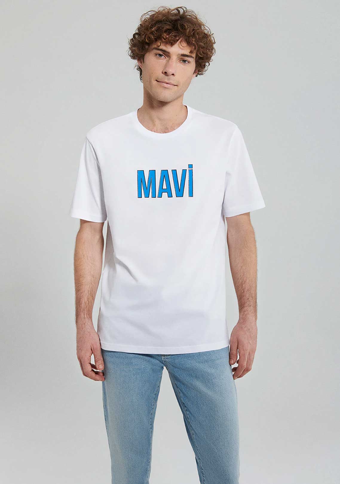 Mavi Logo Baskılı Regular Fit Tişört