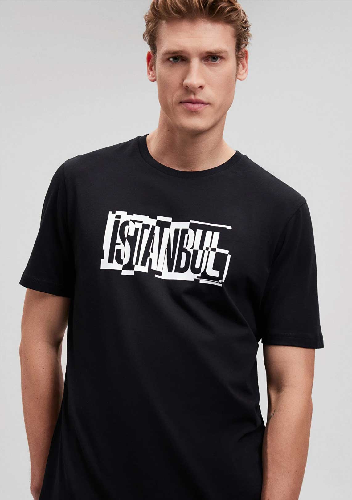 İstanbul Baskılı Siyah Tişört