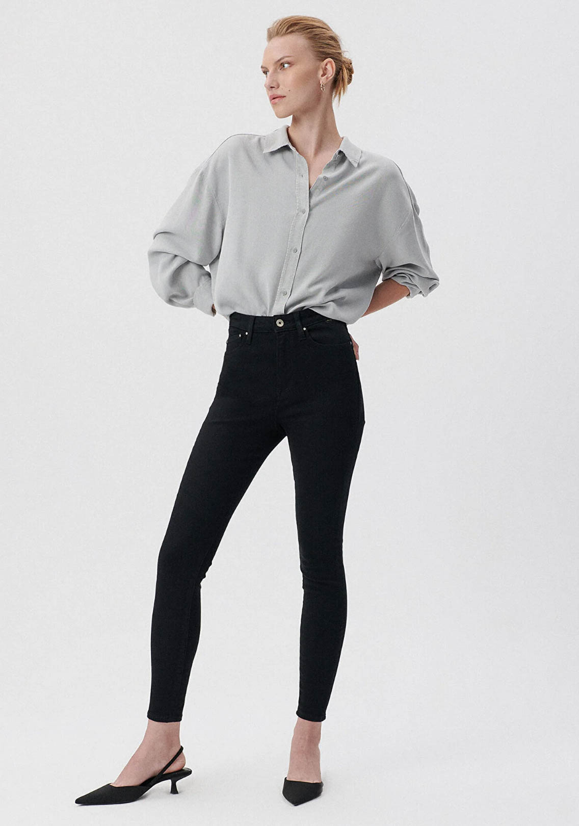 Serenay Gold Shape Siyah Jean Pantolon