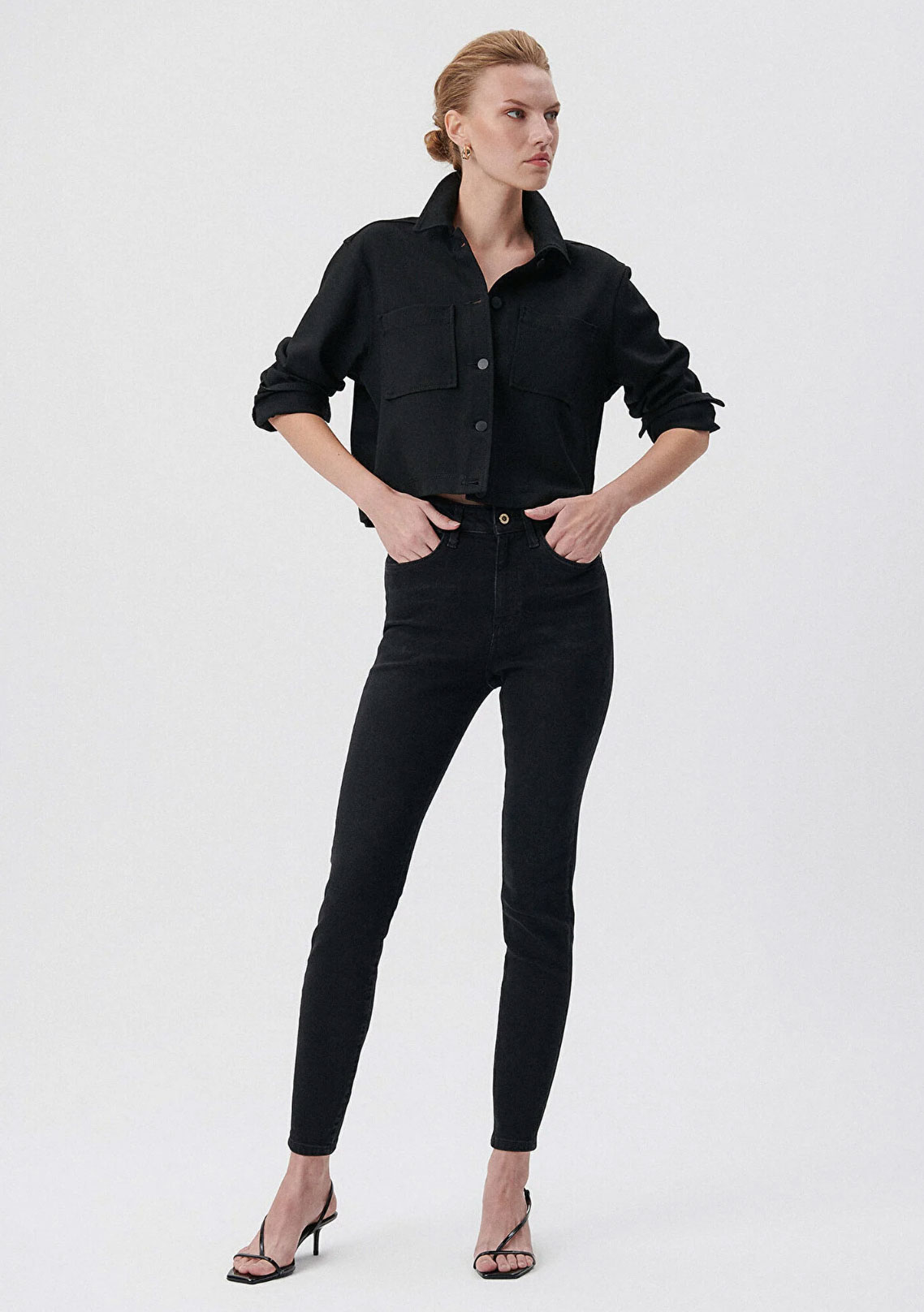 Serenay Koyu Gri Gold Premium Jean Pantolon