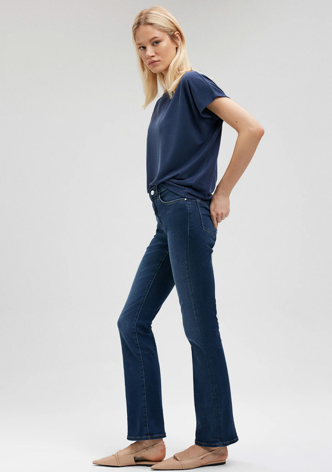 MOLLY Normal Bel Çizme Paça Koyu Mavi Gold Pantolon