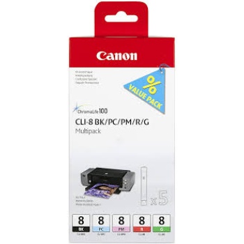 CANON CLI-8 BK/PC/PM/R/G Multi Pack  Mürekkep Kartuş Seti