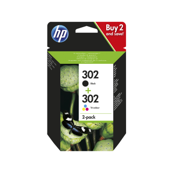 HP 302 2li paket Siyah/Üç Renkli Orijinal Mürekkep Kartuşları