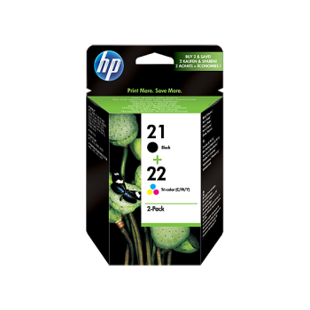 HP 21 Siyah/22 Üç Renkli 2li Paket Orijinal Mürekkep Kartuşları