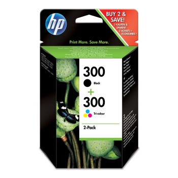 HP 300 2li Paket Siyah/Üç Renkli Orijinal Mürekkep Kartuşları