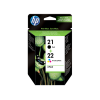 HP 21 Siyah/22 Üç Renkli 2li Paket Orijinal Mürekkep Kartuşları