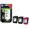 HP 301  3lü Paket Orijinal Mürekkep Kartuşları Siyah (2 ad)/Üç Renkli (1 ad)