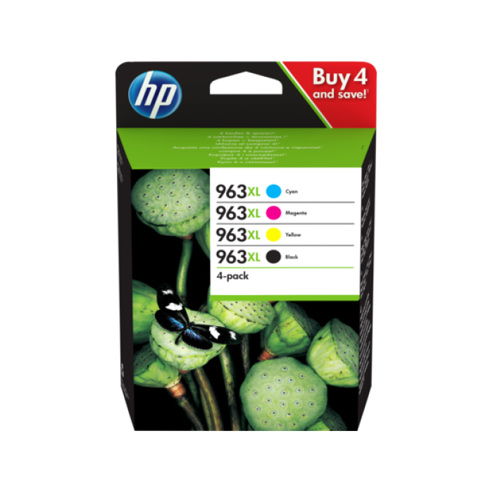 HP 963XL High Yield C/M/Y/K Original Ink Cartridge 4-Pack