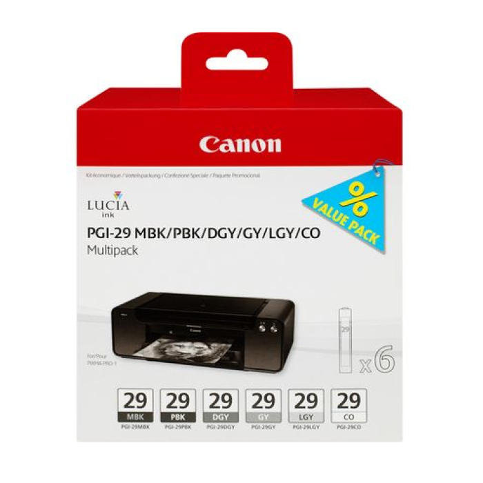 CANON PGI-29 MBK/PBK/DGY/GY/LGY/CO 6lı Kartuş Seti