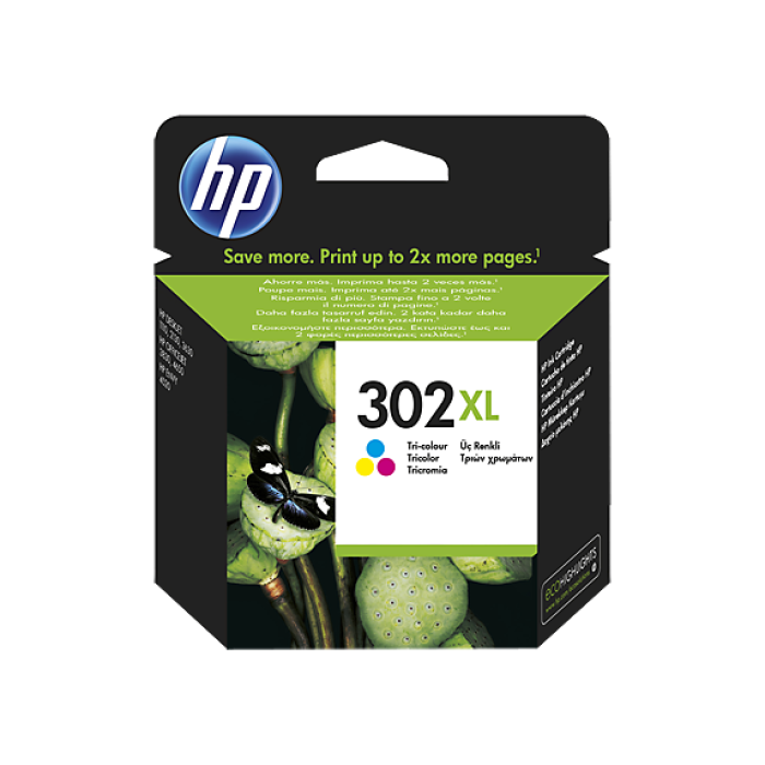 HP 302XL Yüksek Kapasiteli Üç Renkli Orijinal Mürekkep Kartuşu
