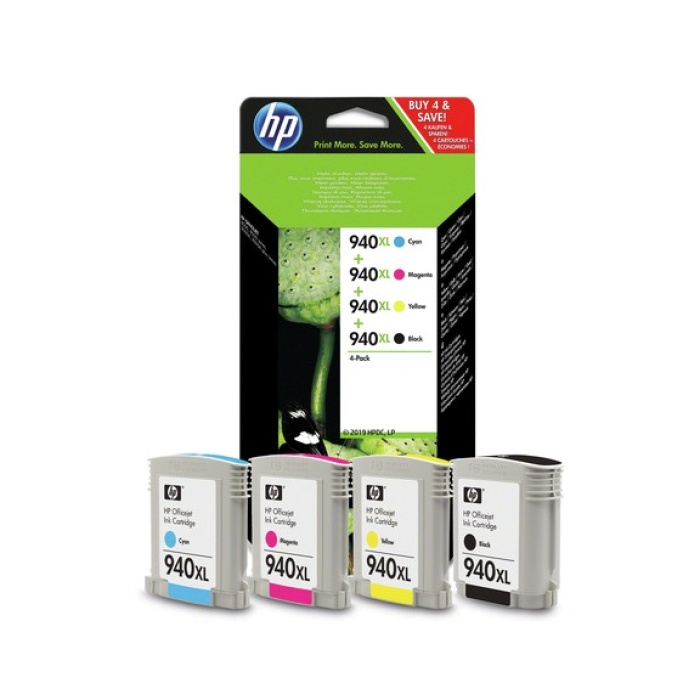 HP 940XL 4lü Paket Yüksek Kapasiteli Siyah/Camgöbeği/Macenta/Sarı Orijinal Mürekkep Kartuşları