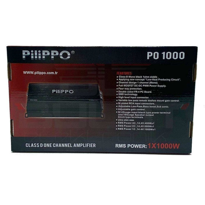 Pilippo PO-1000 1X1000 Watt Mono Class D Oto Amfi