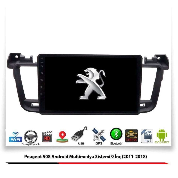 Peugeot 508 Android Multimedya Sistemi 9 İnç (2011-2018) 2 GB Ram 16 GB Hafıza 8 Çekirdek Navibox