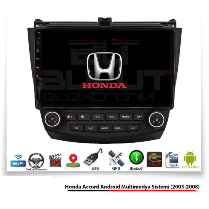 Honda Accord Android Multimedya Sistemi (2003-2008) 2 GB Ram 16 GB Hafıza 4 Çekirdek Navigatör