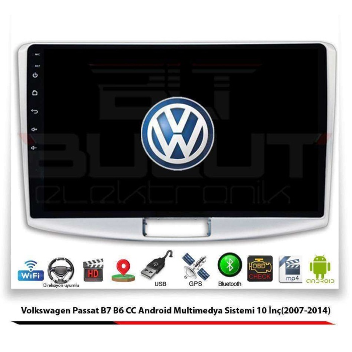 Volkswagen Passat B7 B6 CC Android Multimedya Sistemi 10 İnç (2007-2014) 2 GB Ram 16 GB Hafıza 8 Çekirdek Necvox Evervox BRC