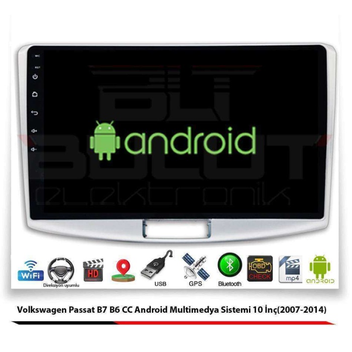 Volkswagen Passat B7 B6 CC Android Multimedya Sistemi 10 İnç (2007-2014) 2 GB Ram 16 GB Hafıza 4 Çekirdek Navigatör